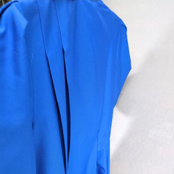 Vintage 90s Success Dress Sz 10P Blue Button Front Career Geometric Pleated Belt - Picture 10 of 10